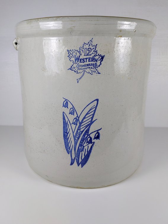 12 Gallon Western Stoneware Co. Crock with Lily of the Valley Design