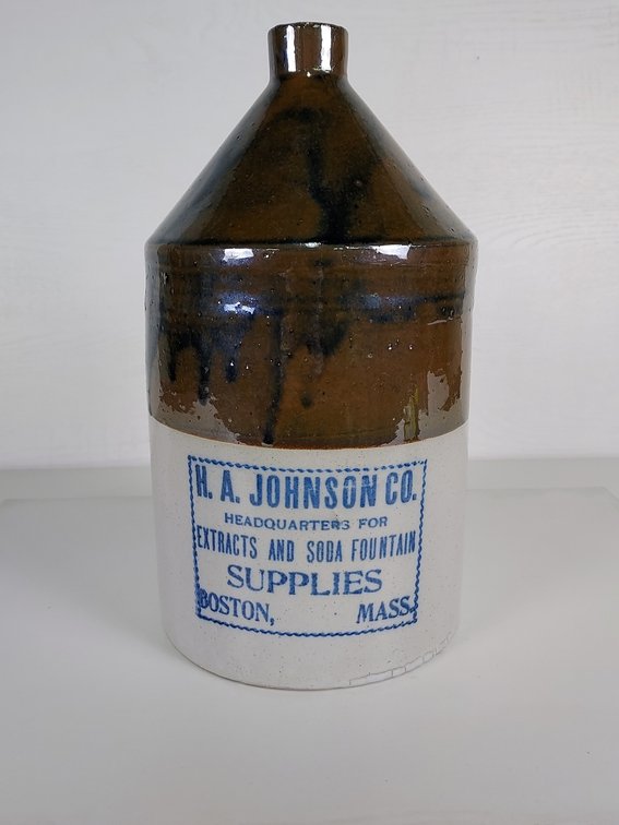 2 Gallon Stoneware Advertising Jug - H.A. Johnson Co - Boston, Mass