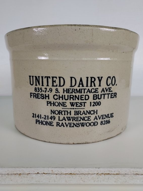 20# Butter Crock with Advertising - United Dairy Co, North Branch