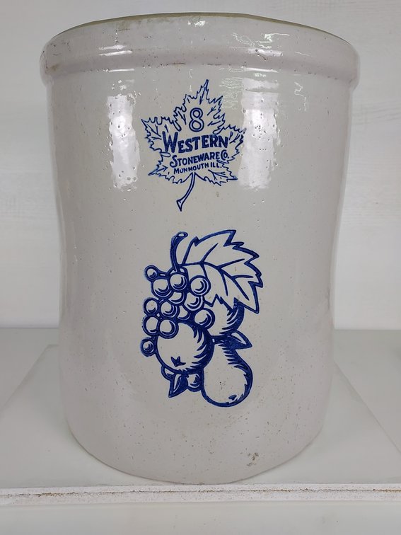 8 Gallon Western Stoneware Co. Crock with Fruit Motif