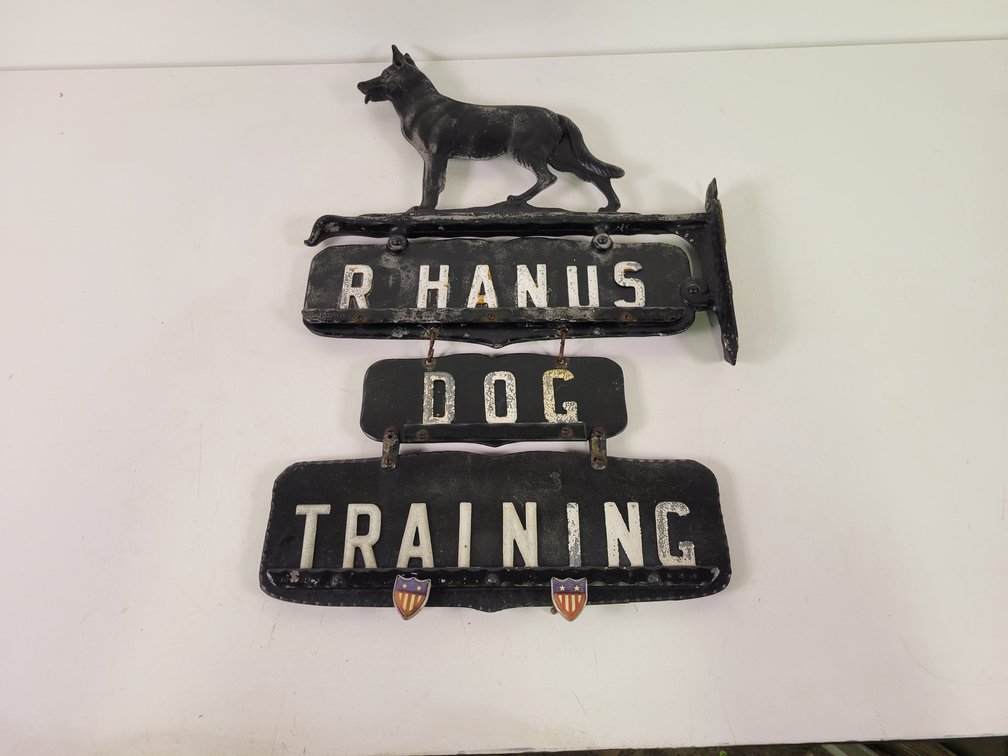 Vintage German Shepherd Diecast Hanging Sign