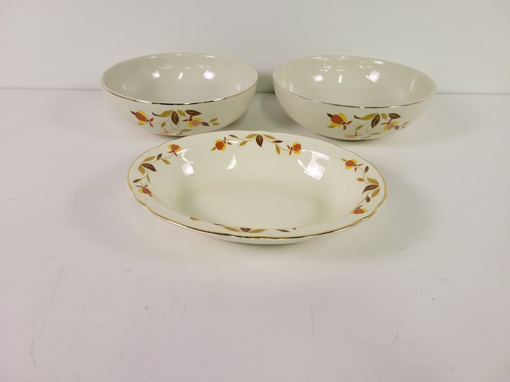 (3) Hall's Autumn Leaf Pattern Serving Pieces