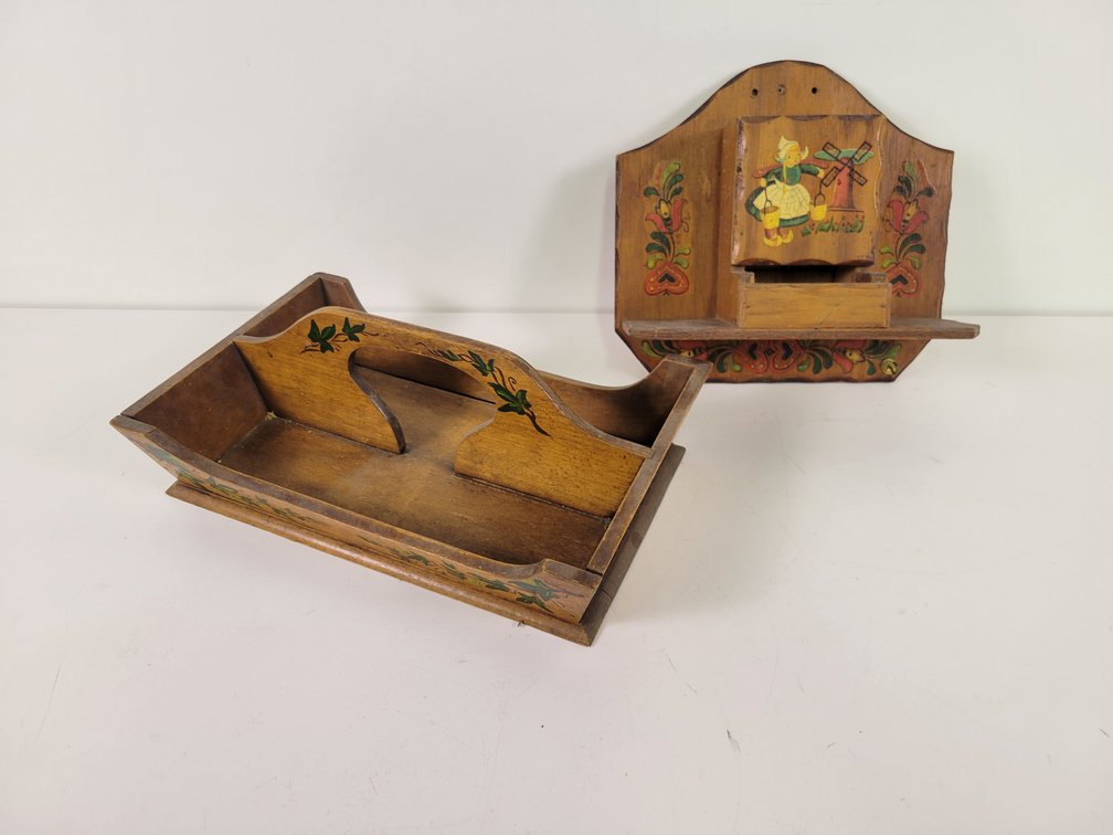 Dutch Wood Matchbox and Carrier