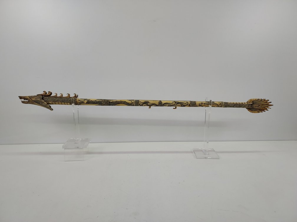 Hand-Carved Bone Ceremonial Spear/Staff - Possibly Inuit