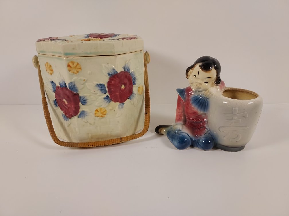 Vintage Cookie Jar and Royal Copley Planter