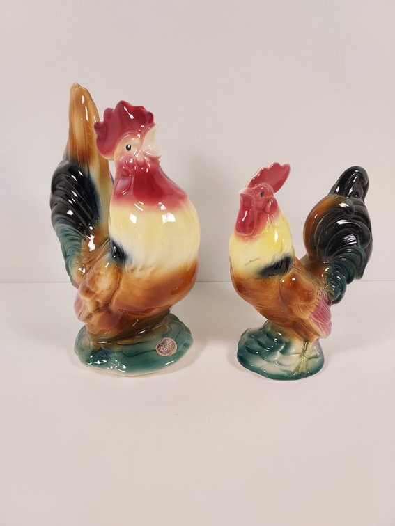 Pair of Royal Copley Roosters