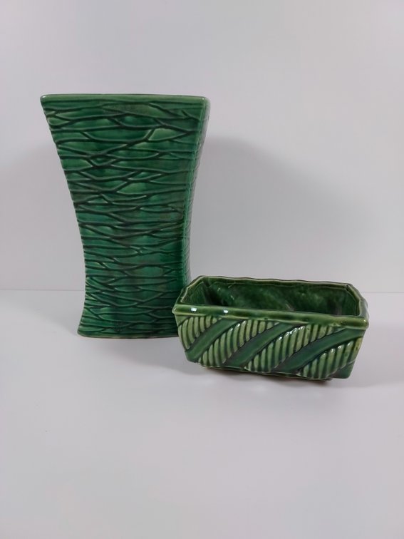 McCoy Green Vase and Unmarked Planter