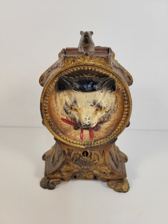 Vintage Cast Iron "Cat & Mouse" Mechanical Coin Bank