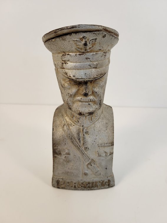 Antique General "Black Jack" Pershing Cast Iron Coin Bank