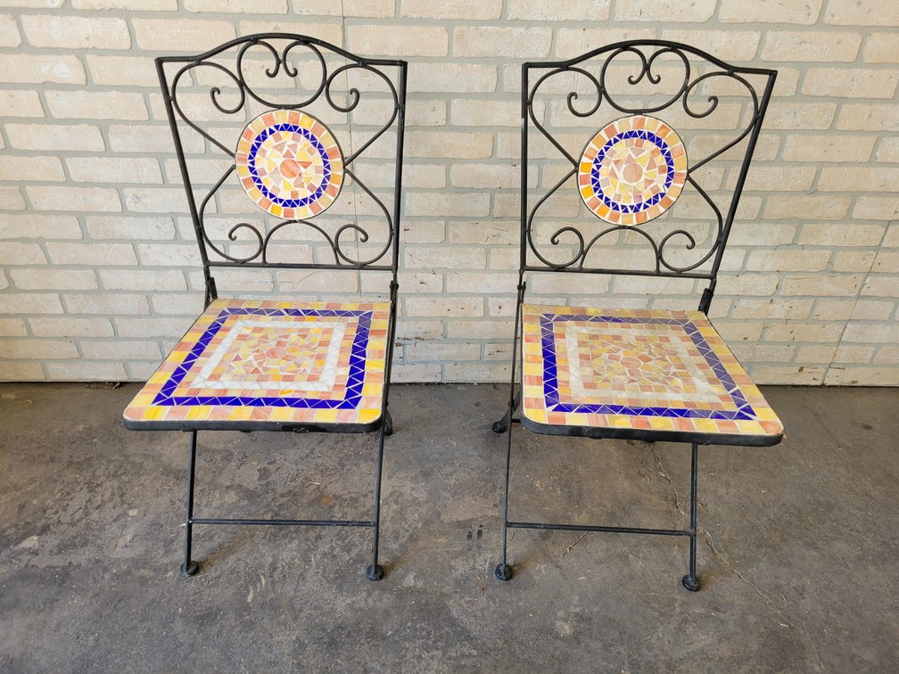 (2) Steel & Tiled Folding Chairs