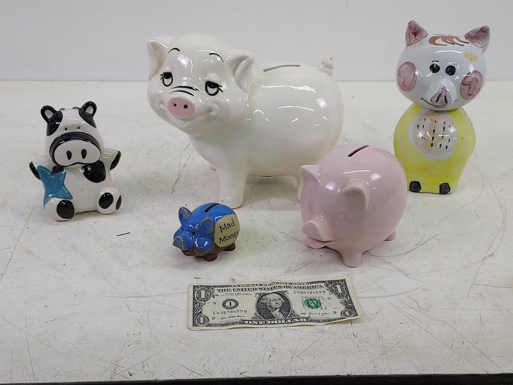(5) Ceramic Piggy Banks