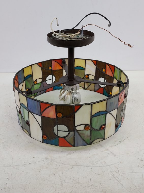 Round Stained Glass Ceiling Light Fixture