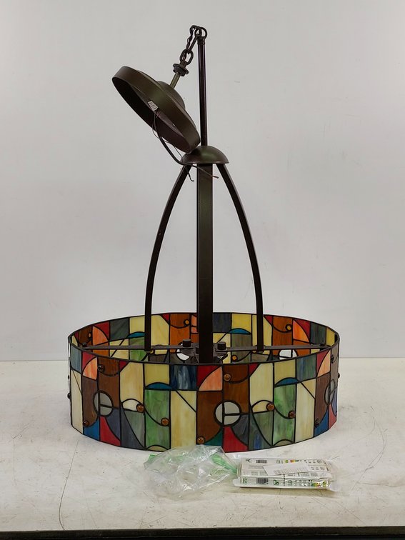 Oval Stained Glass Ceiling Light Fixture
