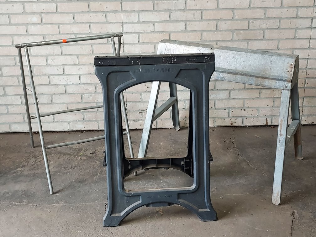 (3) Various Sawhorses/Material Holders