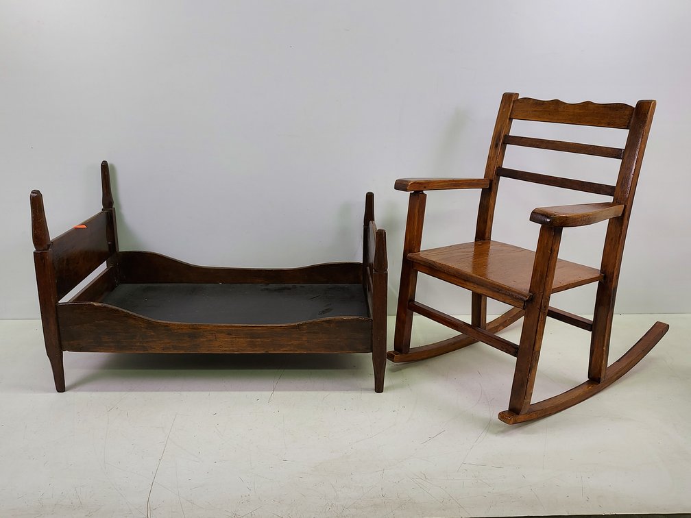Small Wood Bed & Rocking Chair