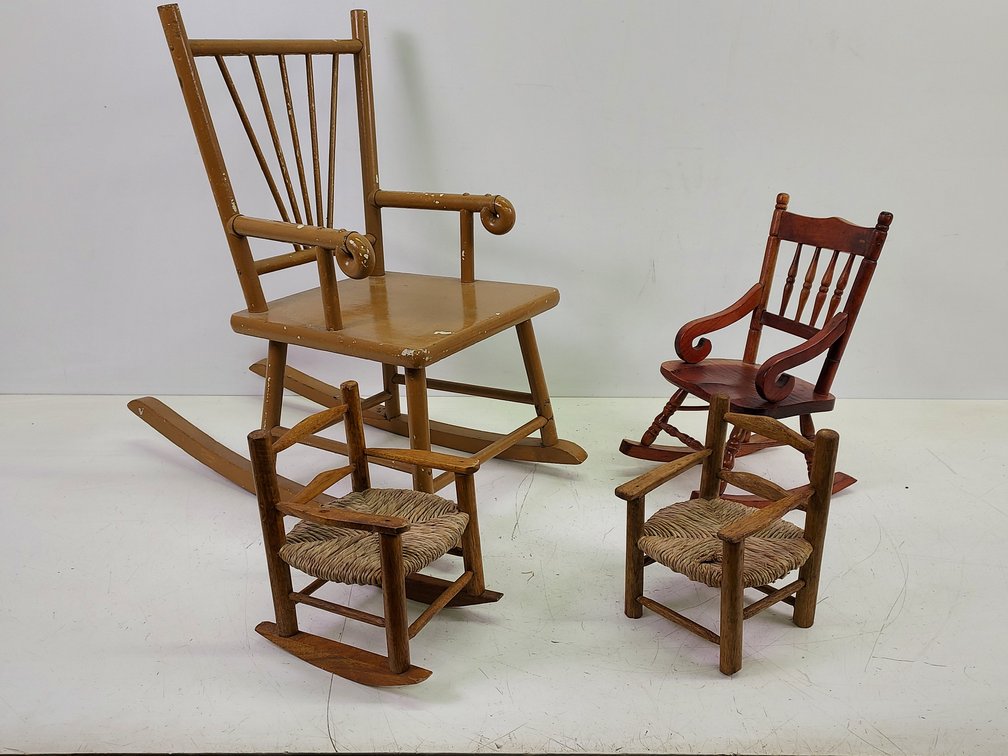 (4) Small Wood Rocking & Stationary Chairs