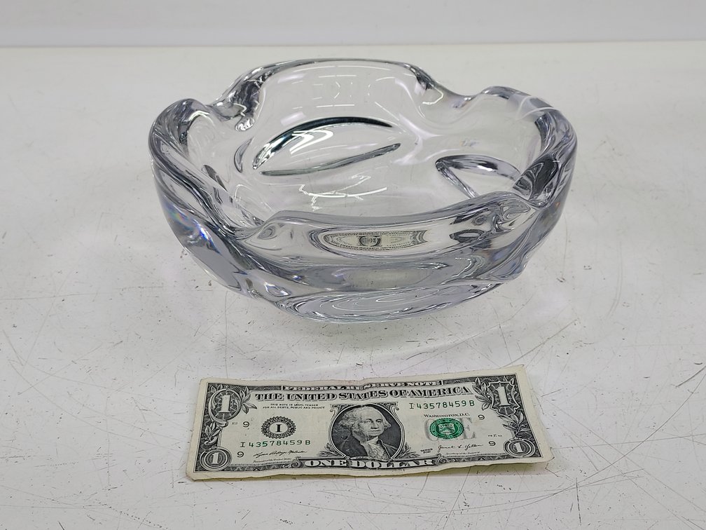 Vintage Heavy Lead Crystal Ashtray/Catchall Bowl