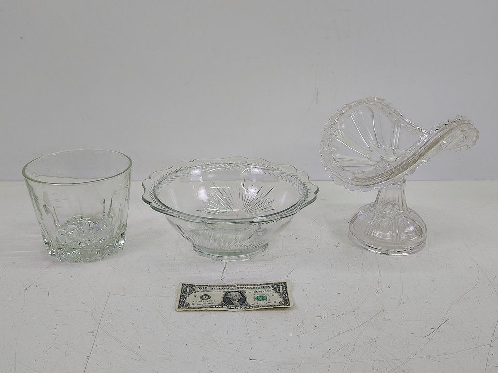 (3) Clear Glass Items