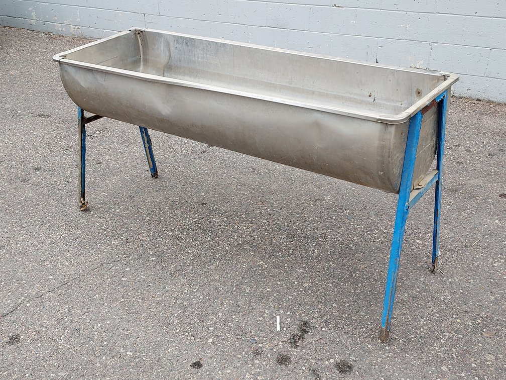 Stainless Steel Trough Mounted on Steel Legs