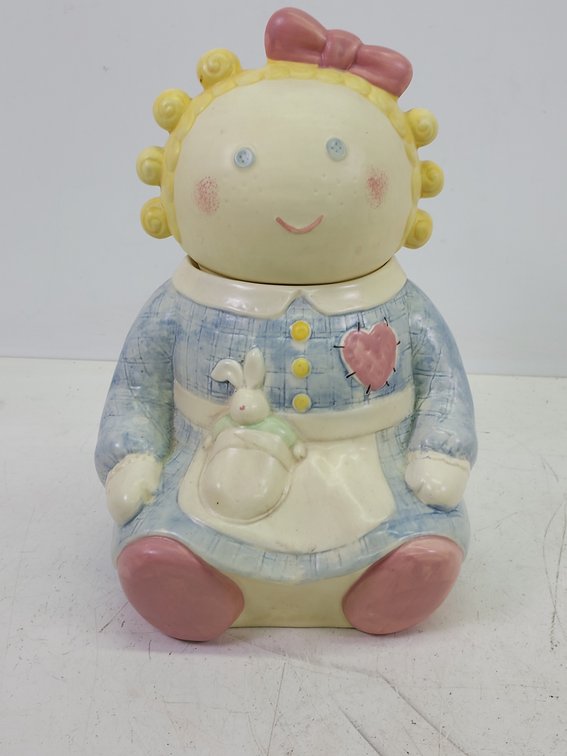 Vintage Treasure Craft "Sugar" Rag Doll Ceramic Cookie Jar