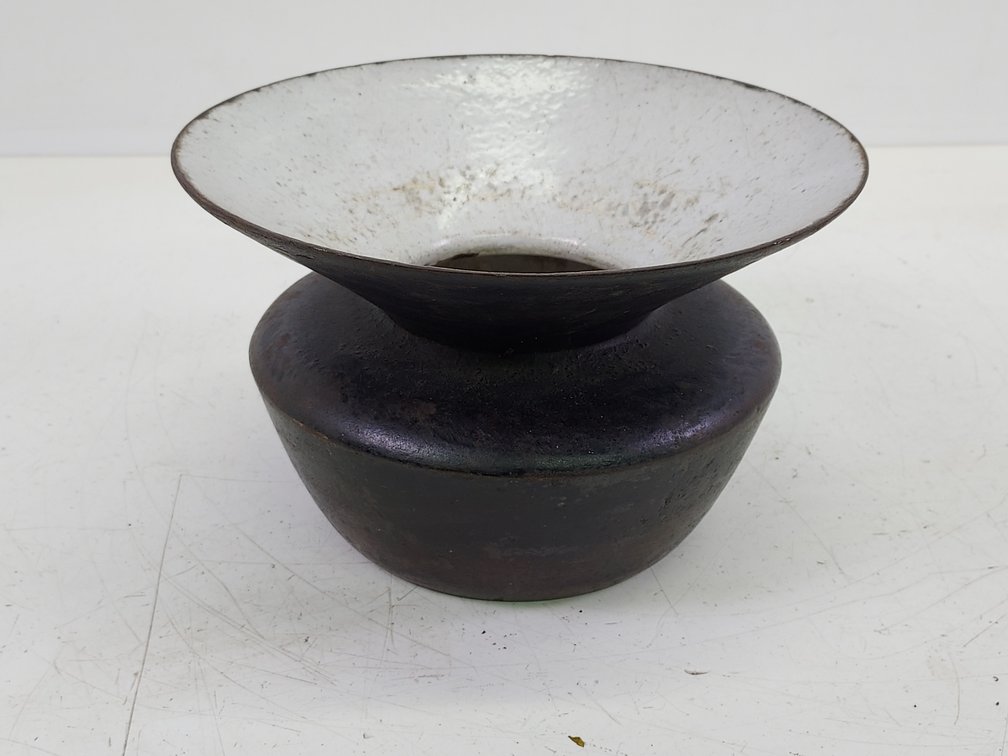 Vintage Cast Iron & Porcelain-Enameled Spittoon
