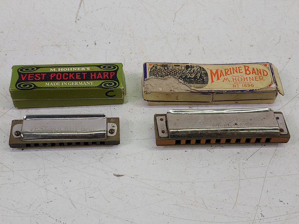 (2) Vintage M. Hohner's Harmonicas with Original Boxes