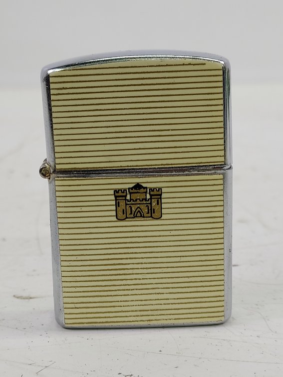 Vintage Hadson Flip-Top Lighter With Castle Motif