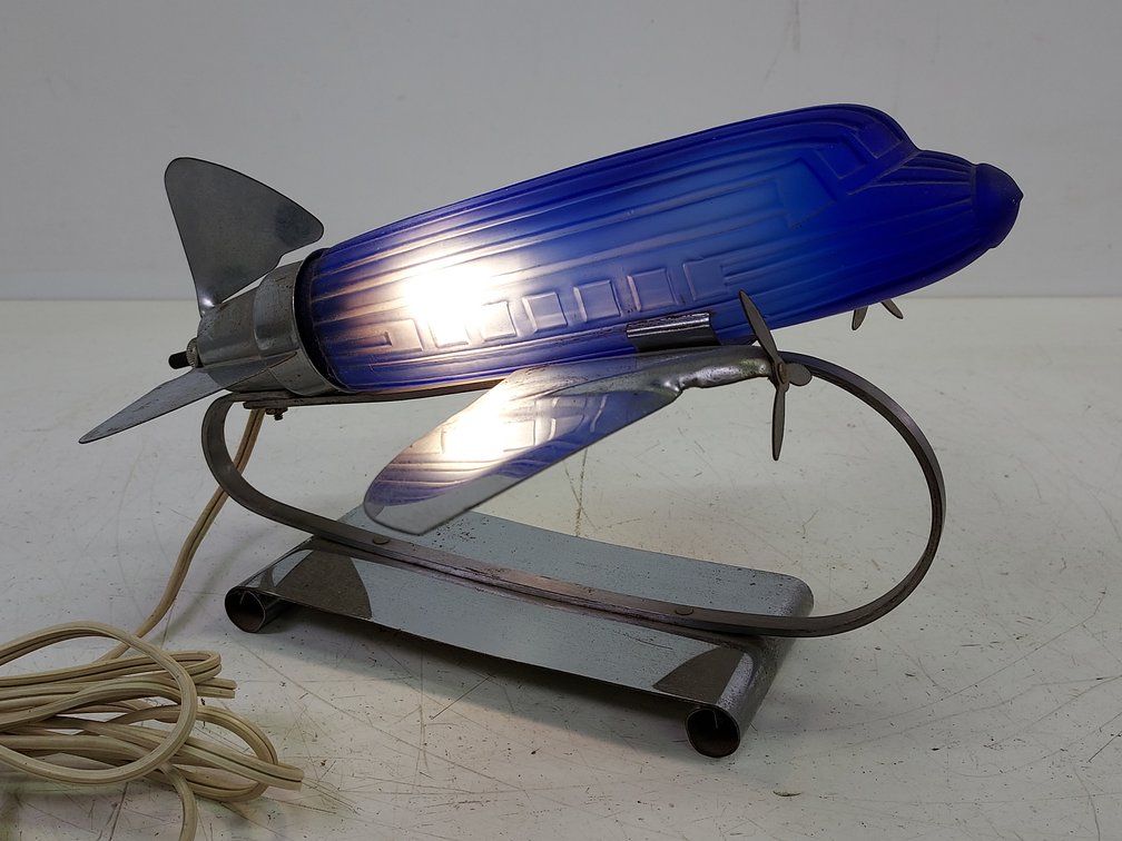 Vintage Sarsaparilla's Hand Blown Glass Airplane Lamp