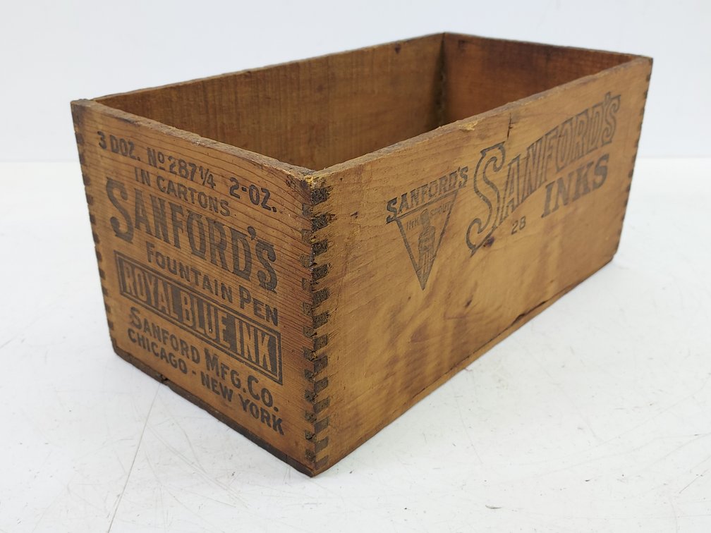 Vintage Sanford's Fountain Pen Wood Crate