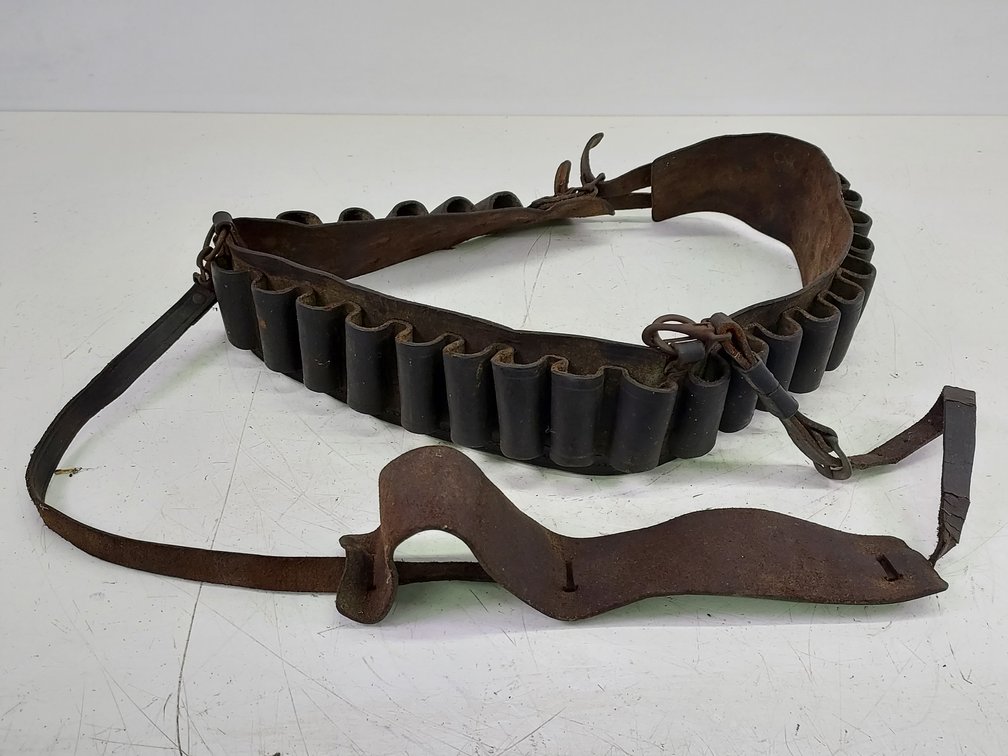 Vintage Brown Leather Ammunition Belt