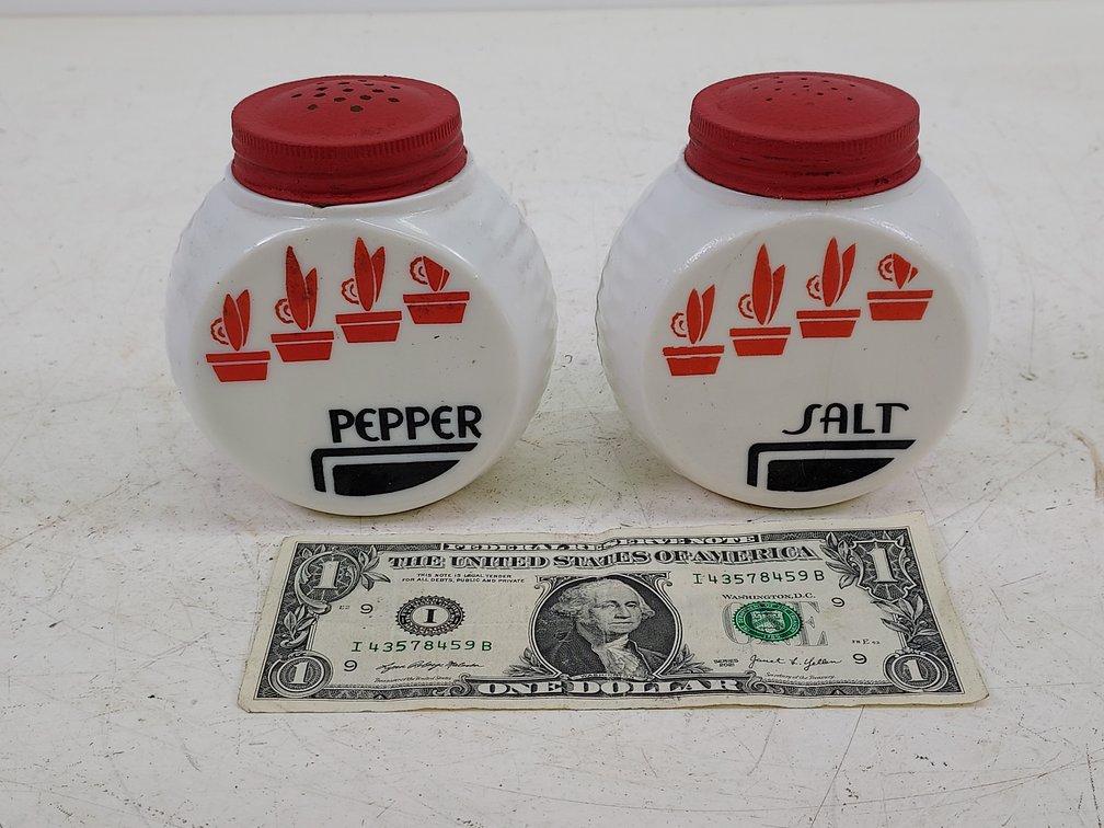 Vintage Milk Glass Salt & Pepper Shakers