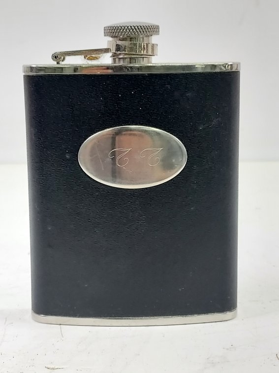 Black Leather Wrapped Stainless Steel 6 oz. Flask