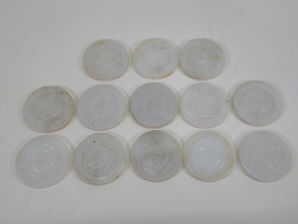 (13) Vintage Samco Milk Glass Canning Jar Lid Inserts
