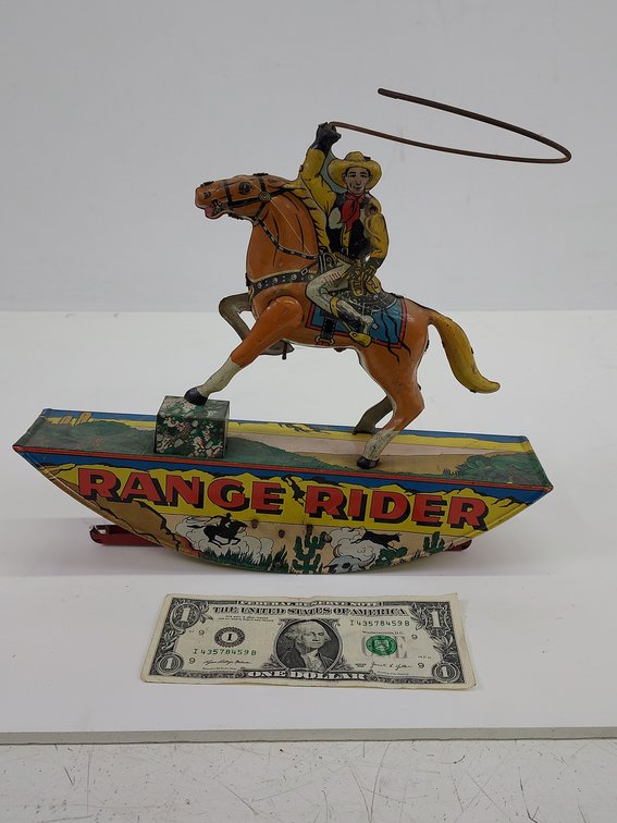 Vintage Marx Range Rider Tin Litho Wind-Up Toy