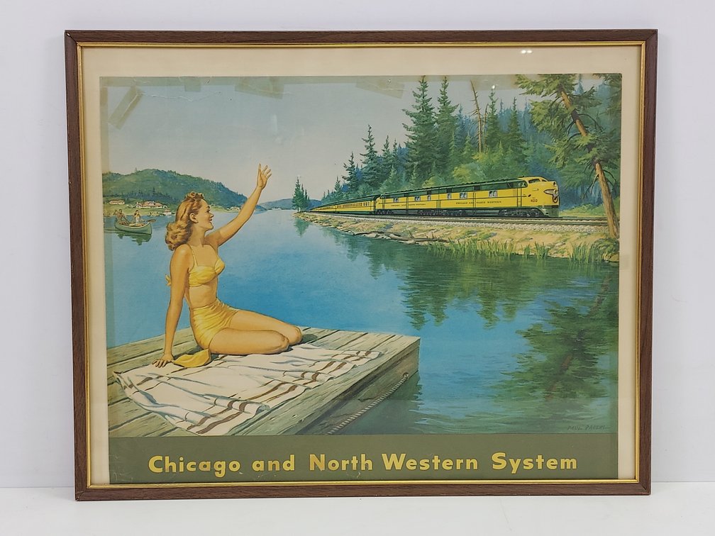Vintage Chicago and Northwestern System Litho Framed Print