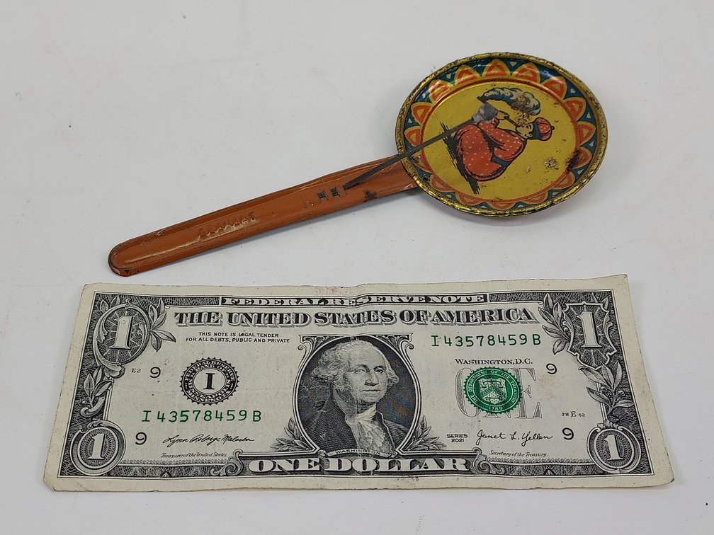 Vintage Tin Lithograph Paddle-Style Noisemaker