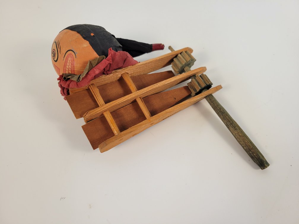 ca. 1920 German Halloween Wood Party Noisemaker