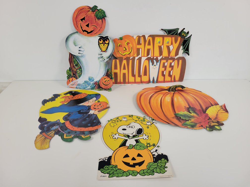 (5) Vintage Halloween Paperboard Diecut Decorations