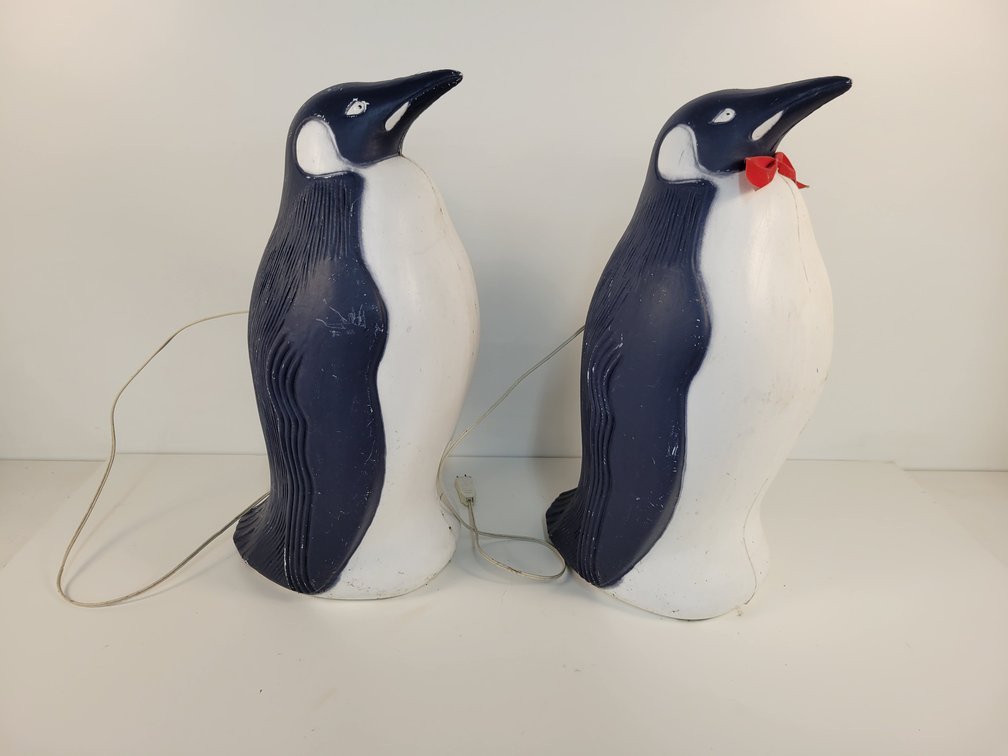 (2) Penguin Blowmold Lighted Decorations