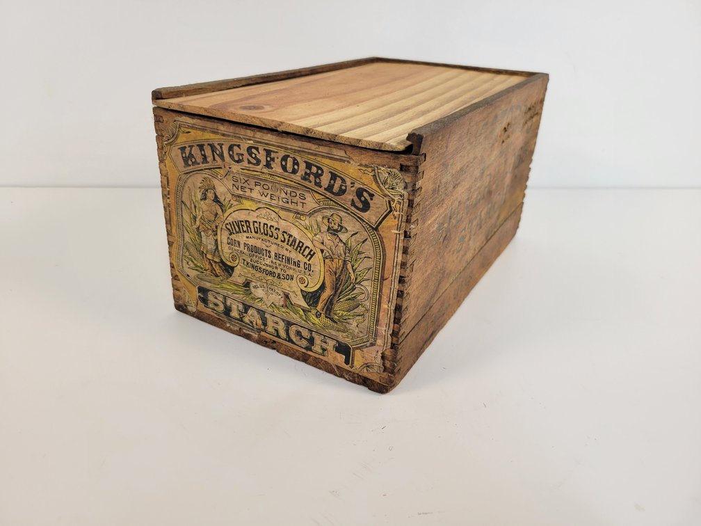 Kingsford's Starch Paper Label Wood Crate