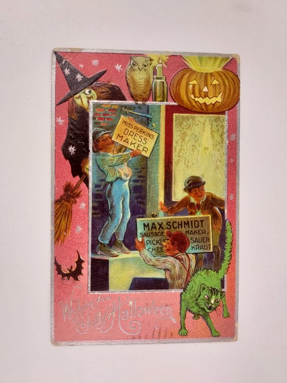 Antique Halloween Postcard - Postmarked 1918