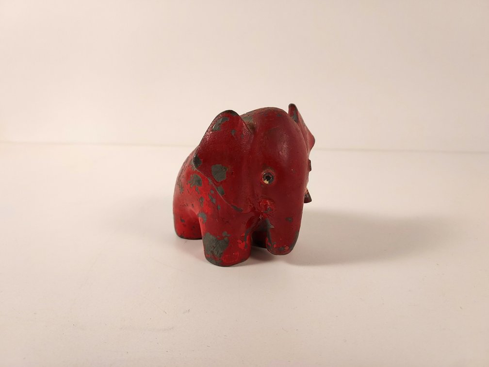 Vintage Red Metal Elephant Statue