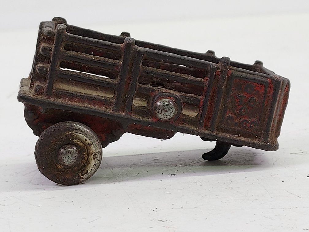 Vintage Cast Iron Stake Truck Trailer