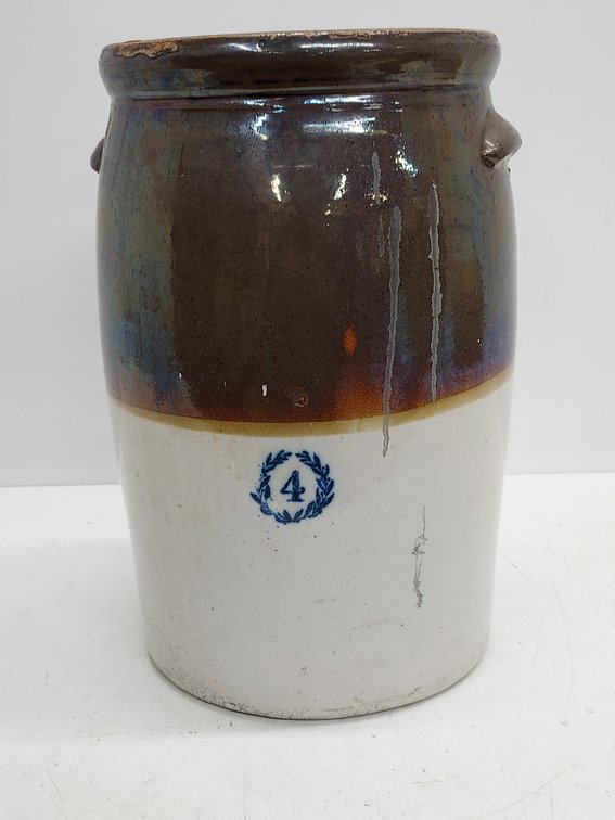 Vintage 4-Gallon Two-Tone Butter Churn Crock