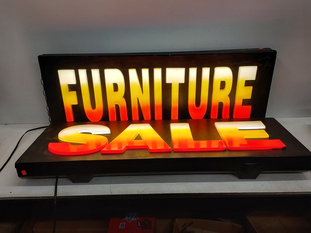 (2) "FURNITURE SALE" Fluorescent Lighted Signs