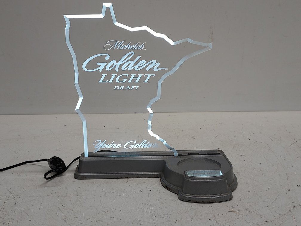 Michelob Golden Light LED Sign with Bottle Base