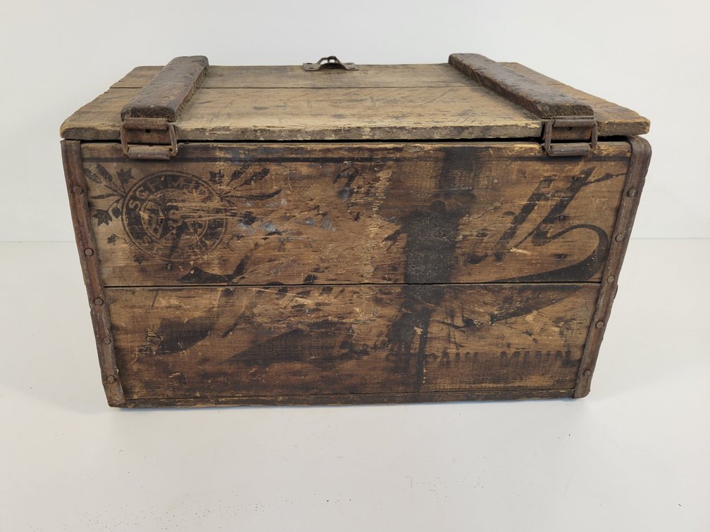 Vintage Schmidt Beer Wood Crate with Lid