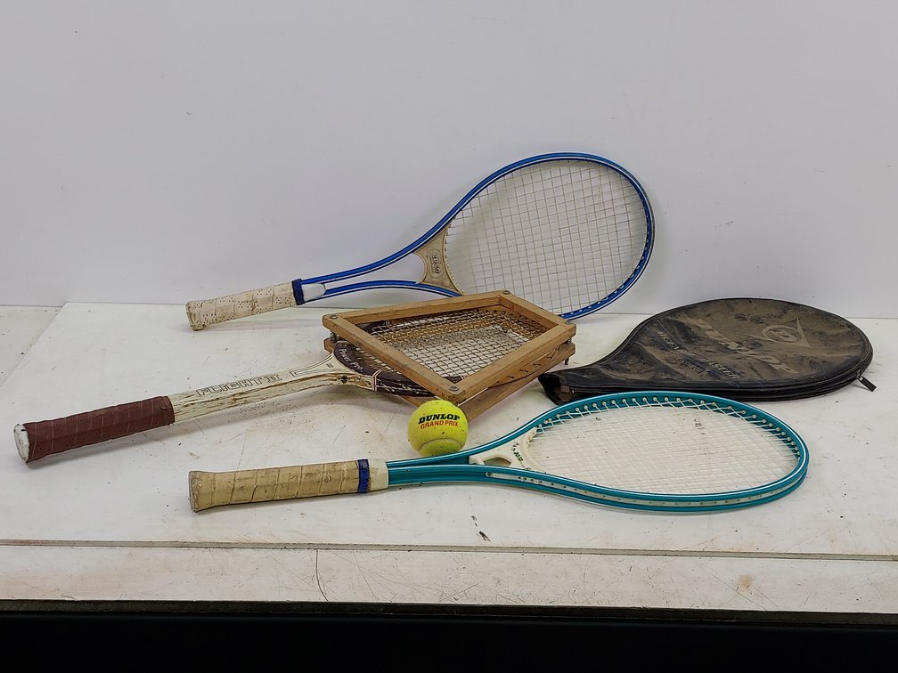 (3) Tennis Rackets (2 metal, 1 wood)