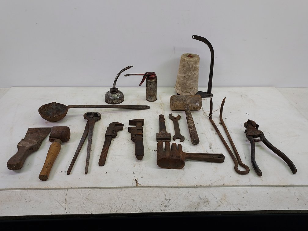 Vintage Tools Lot (Oilers, Hammer, Wrench & More)