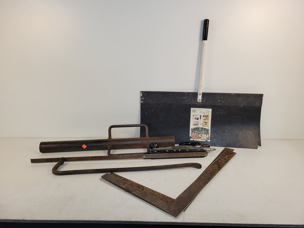 Post Pounder, Carpenter's Squares, Crow Bar, Sander and More